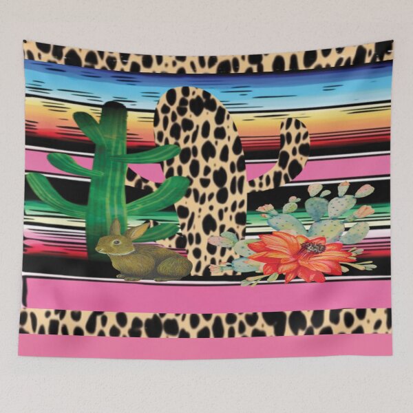 Item preview, Fiesta Serape Cheetah Cactus Flower Cacti Rabbit designed and sold by AZGuzmans.
