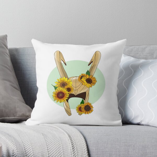 God of Mischief With Sunflowers Throw Pillow