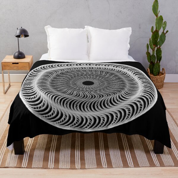 Item preview, Beautiful hypnotic 3d illusion wave mandala white on black designed and sold by Pragonette.