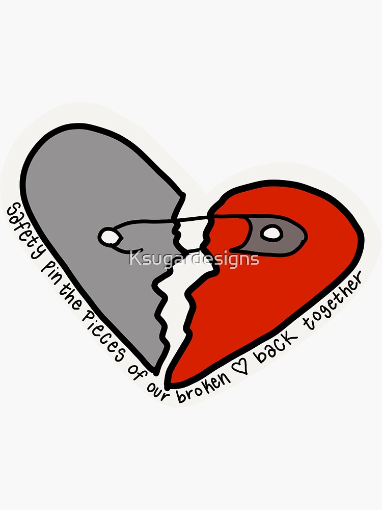 "Safety Pin Heart" Sticker for Sale by Ksugardesigns Redbubble