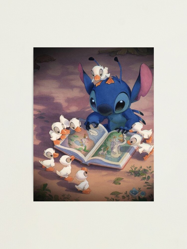 Thumbnail 1 of 3, Photographic Print, Cute Stitch Reading designed and sold by ashleyherkie.
