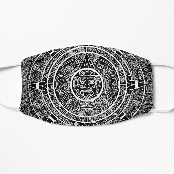 Monochrome Mayan Aztec Calendar Flat Mask