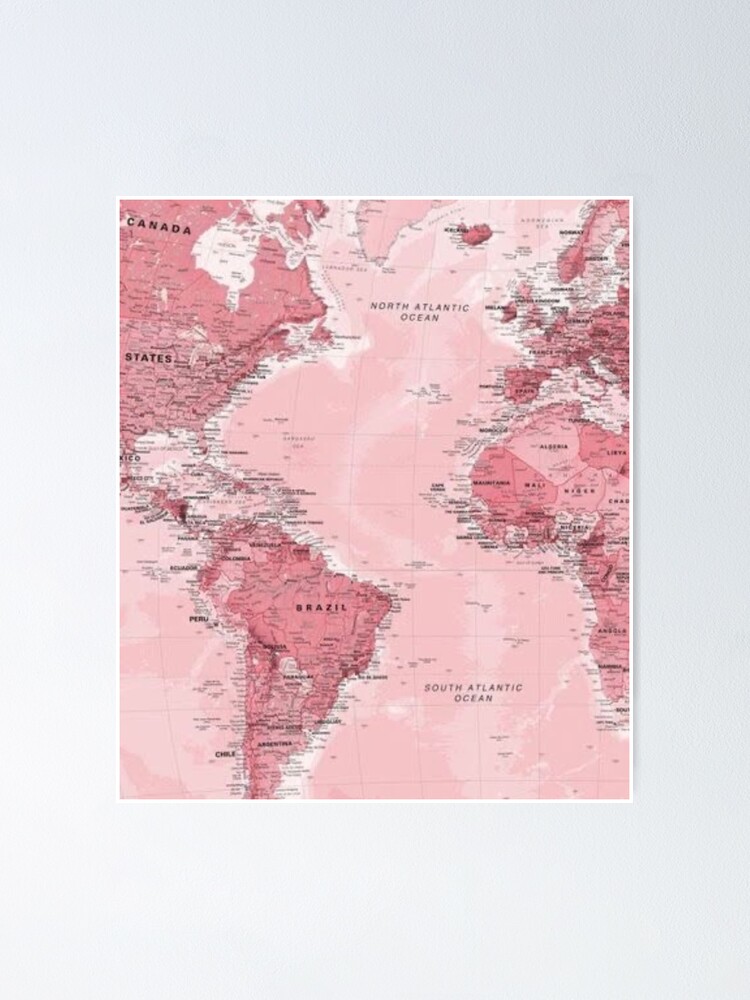 pink-world-map-poster-by-avajacqueline-redbubble