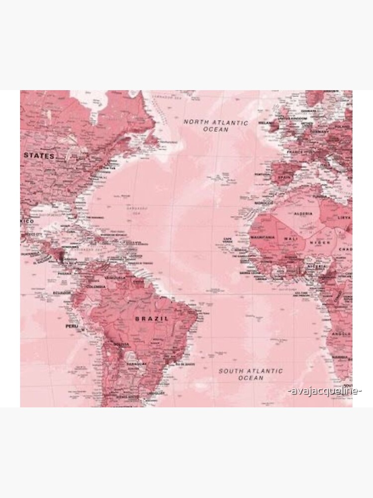 Pink world map online tapestry