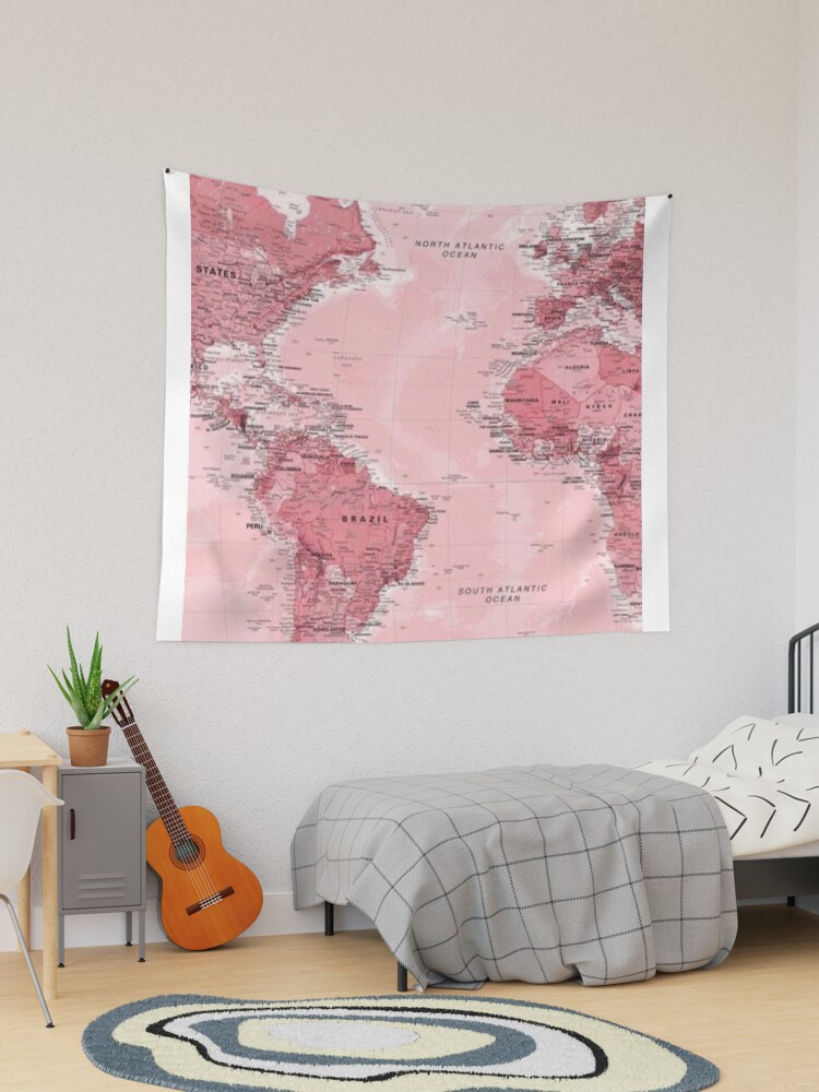 pink world map Tapestry for Sale by avajacqueline Redbubble