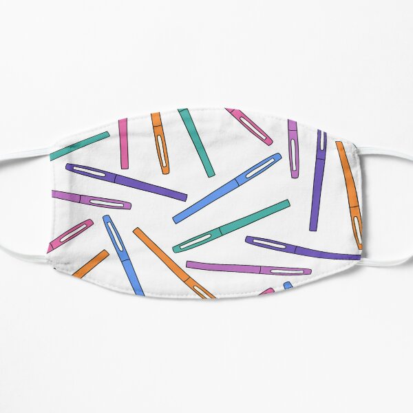 Teacher Flair Pen Pattern with White Background Flat Mask