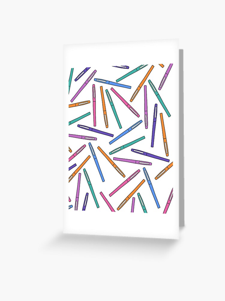 Teacher Flair Pen Pattern with White Background Greeting Card for