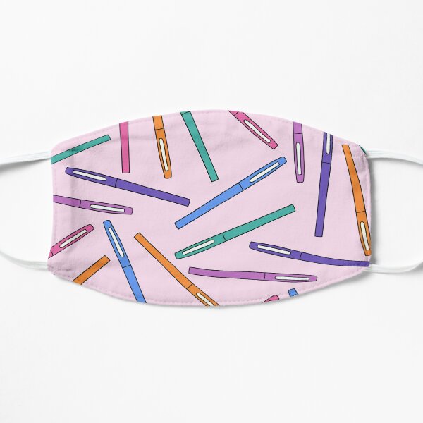Teacher Flair Pen Pattern with Light Pink Background Flat Mask