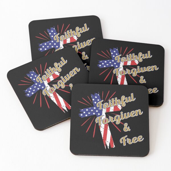 Item preview, Faithful Forgiven & Free USA Flag Cross July 4th graphic designed and sold by tronictees.