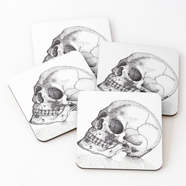Item preview, stippled Skull designed and sold by SciDotArt.