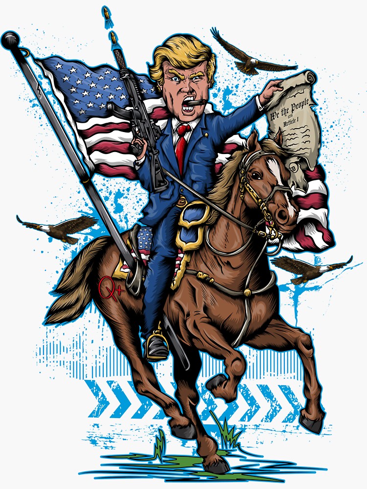 Epic President Donald Trump Warhorse Patriotic USA Flag Sticker for Sale  by tronictees Redbubble