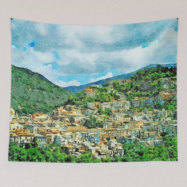 Item preview, Landscape with village in the mountains designed and sold by Giuseppe Cocco.