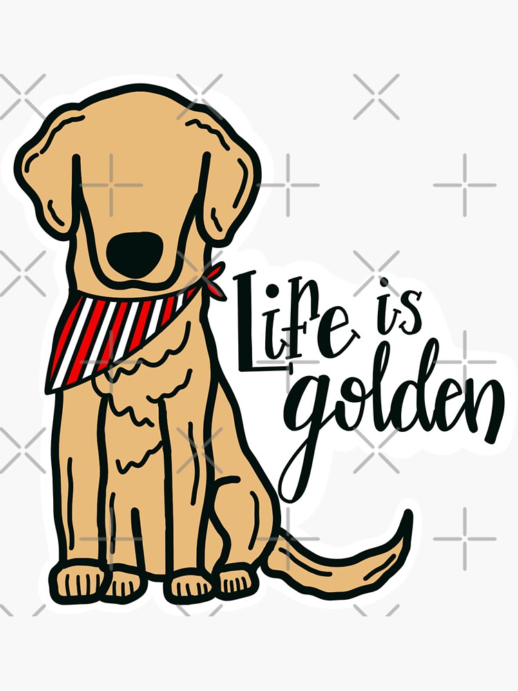 Thumbnail 3 von 3, Sticker, Golden Retriever Boy - Das Leben ist golden designt und verkauft von MaggieEDoodles.