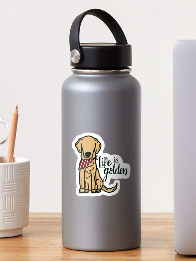 Thumbnail 1 von 3, Sticker, Golden Retriever Boy - Das Leben ist golden designt und verkauft von MaggieEDoodles.