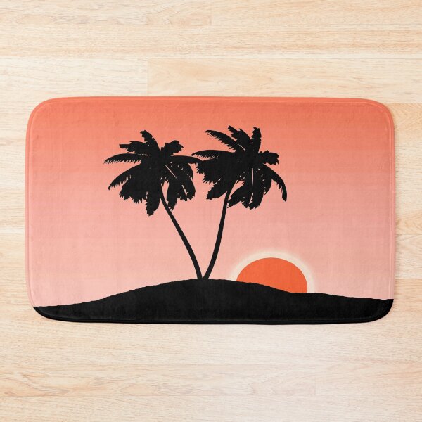 Item preview, Palm Tree Silhouette Against a Sunset Orange Background  designed and sold by Marymarice.