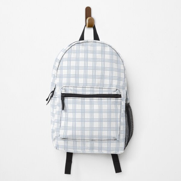 Light Blue and White Plaid Backpack