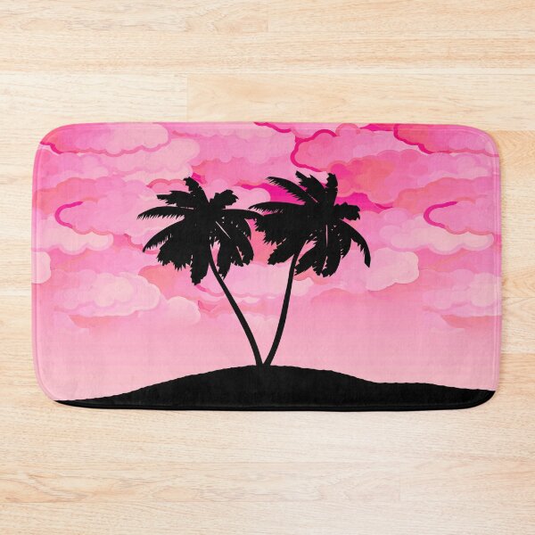 Item preview, Palm Tree Silhouette Against Dawn Pink with Clouds designed and sold by Marymarice.