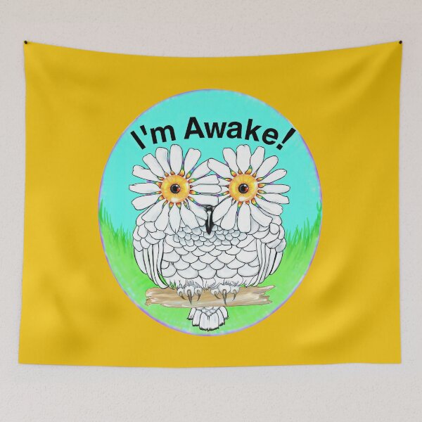 Item preview, "I'm Awake!" Cute Daisy Owl 2 designed and sold by Elizabeth Ferber-Wolter.