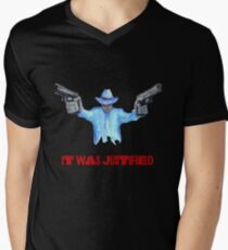 Raylan Givens, "It was Justified" Red words (like the official screen title) T-Shirts T-Shirt mit V-Ausschnitt für Männer
