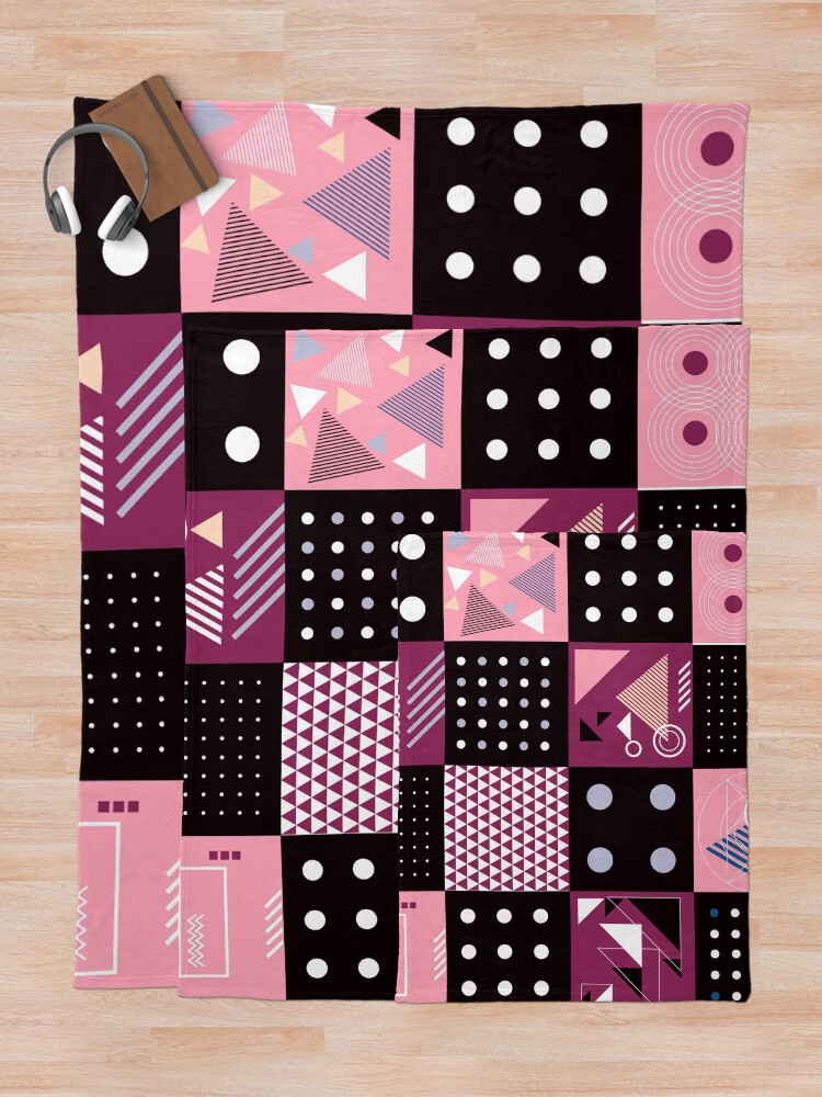 Alternate view of Retro Patchwork Squares Funky yet Eclectic Design Throw Blanket