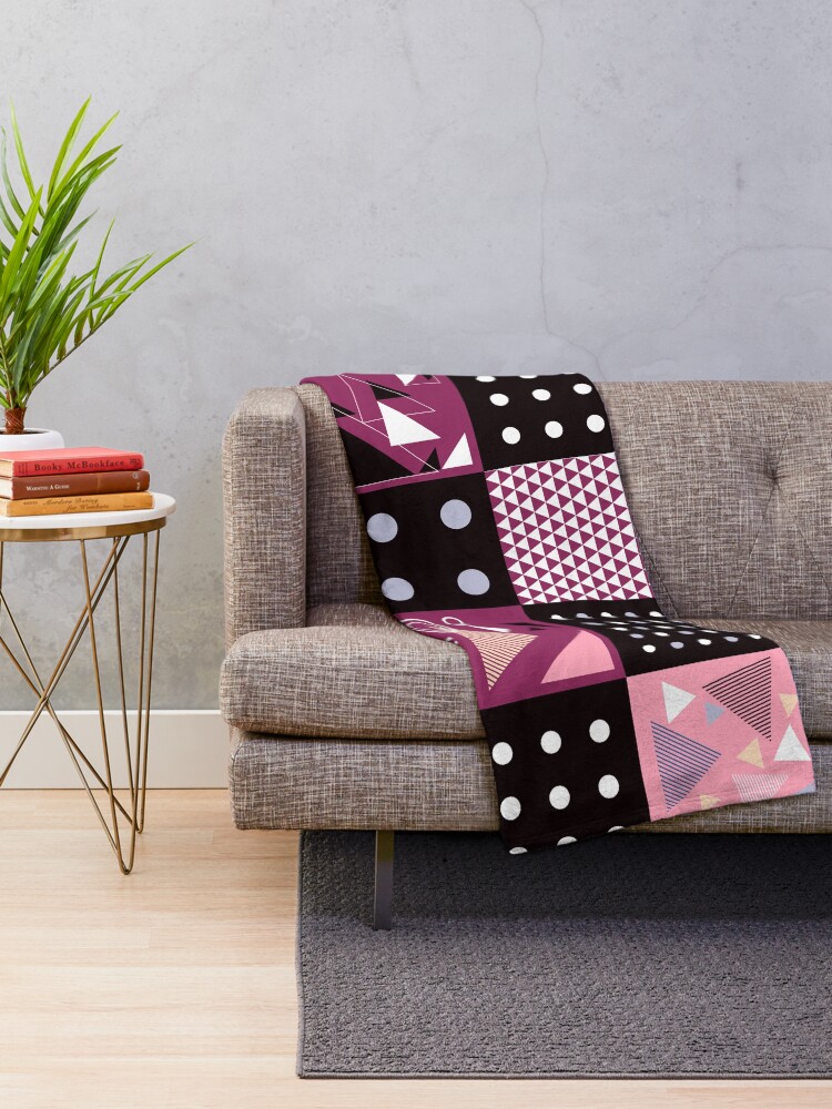 Alternate view of Retro Patchwork Squares Funky yet Eclectic Design Throw Blanket