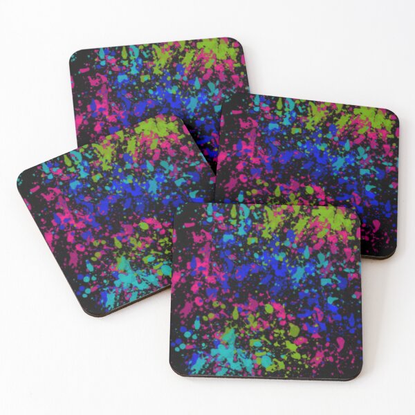 Item preview, Splashes of Color Abstract Art Print - Thrown Paint on Black Canvas designed and sold by ckylin.