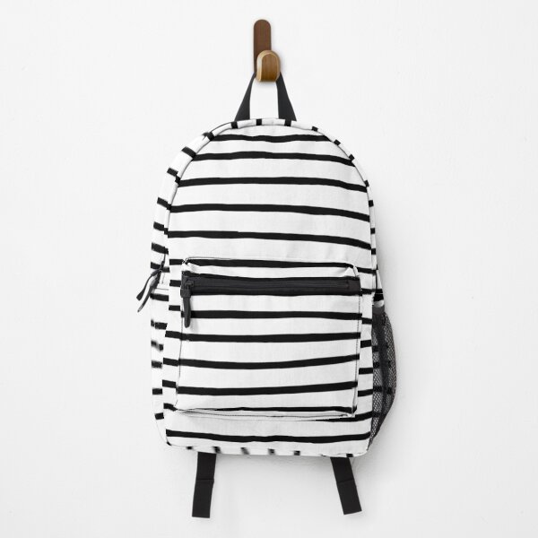 Modern simple trendy black white striped pattern Backpack