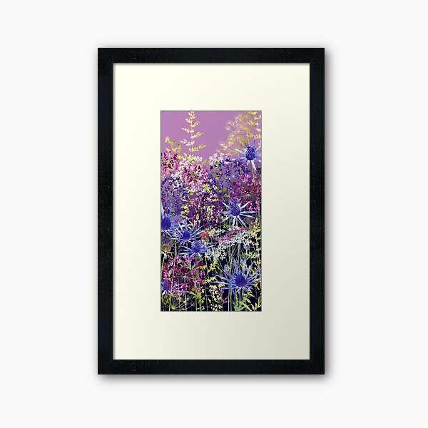 Sunset Garden - Sea Holly, Alliums, Cow Parsley & Grasses Framed Art Print