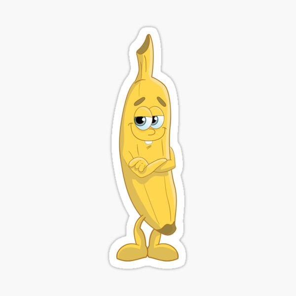 Vista previa del artículo con la obra «Cute Banana Funny Healthy Food Character», diseñado y vendido por StickersPlus.