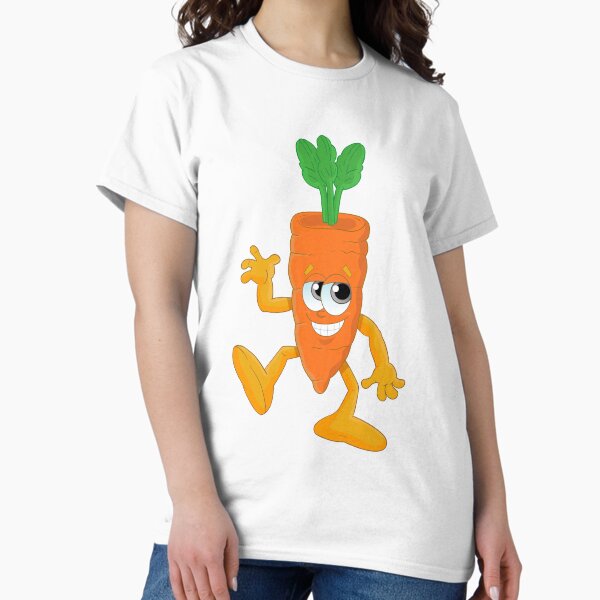 Vista previa del artículo con la obra «Cute Carrot Funny Healthy Food Character», diseñado y vendido por StickersPlus.