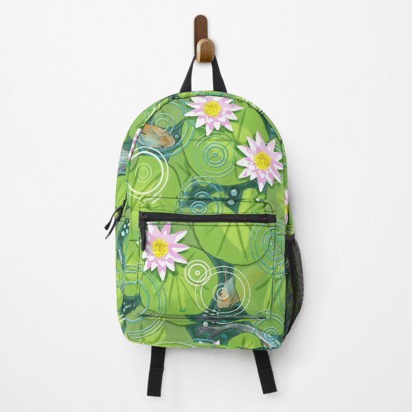 Item preview, Koi Fish Pond with Green Lily Pads and Pink 'Waterlilies designed and sold by vinpauld.