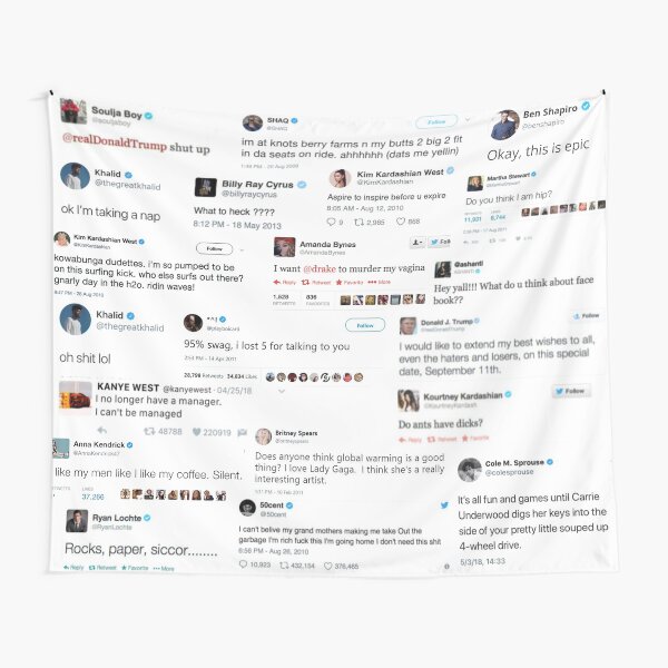 "Funny Celebrity Tweets" Tapestry for Sale by ashleyherkie Redbubble