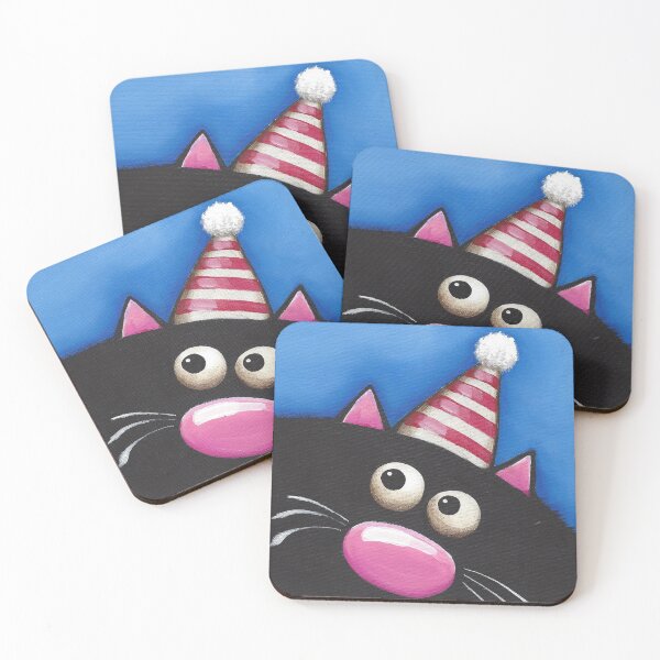 Item preview, Party Cat in a red hat designed and sold by StressieCat.
