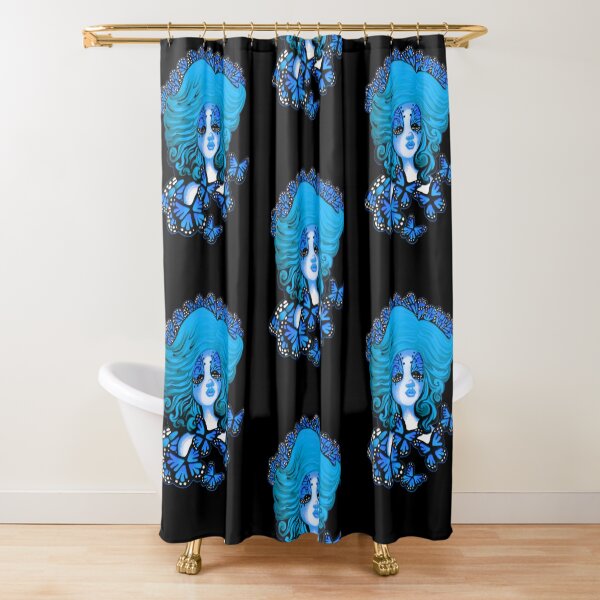 Blue Monarch Queen Shower Curtain
