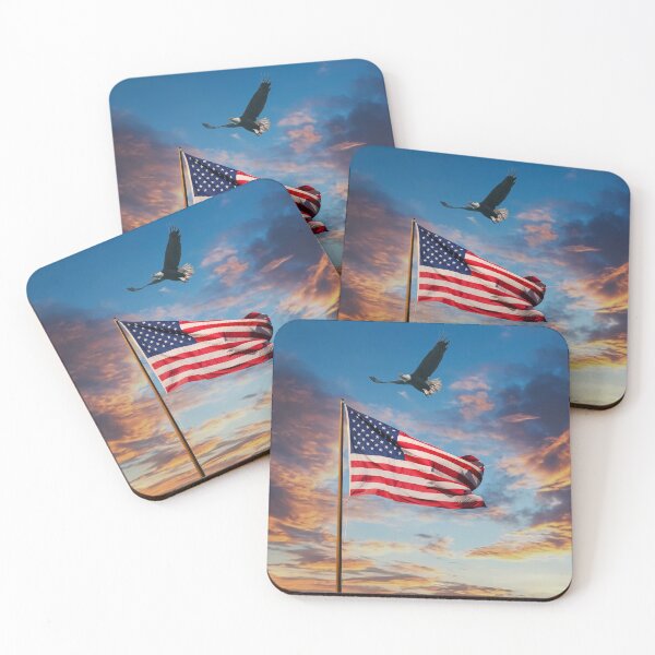 Item preview, American Flag on Old Flagpole at Sunset with Eagle designed and sold by dbvirago.