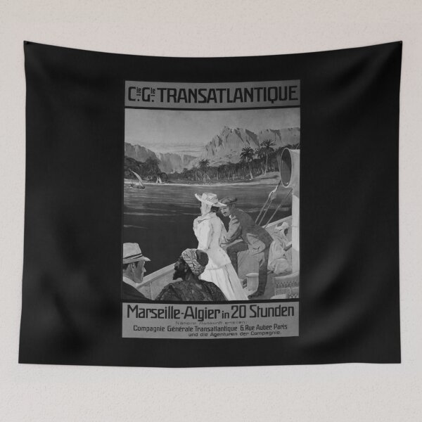 Item preview, Marseille Algier in 20 Stunden Noire vintage travel poster designed and sold by stickart-marek.