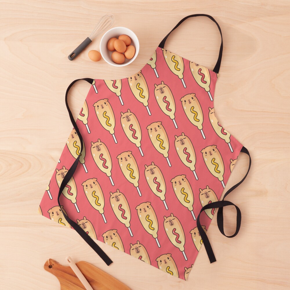 Bubu and Moonch, Corn Dog Pattern in Red Apron