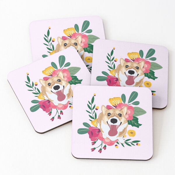 Item preview, Happy Corgi - Floral designed and sold by MaplewoodMerch.