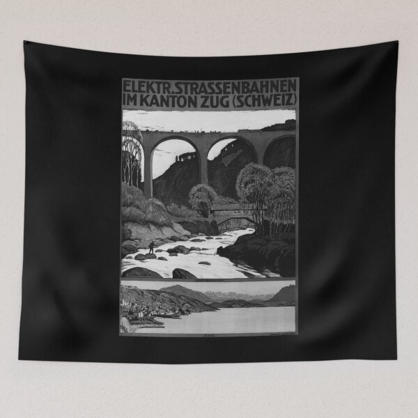 Item preview, Strassenbahnen im Kanton Zug Noire vintage travel poster designed and sold by stickart-marek.