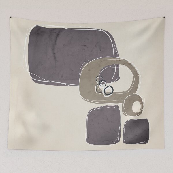 Item preview, Retro Abstract Design in Taupe and Aubergine designed and sold by simplydesignart.