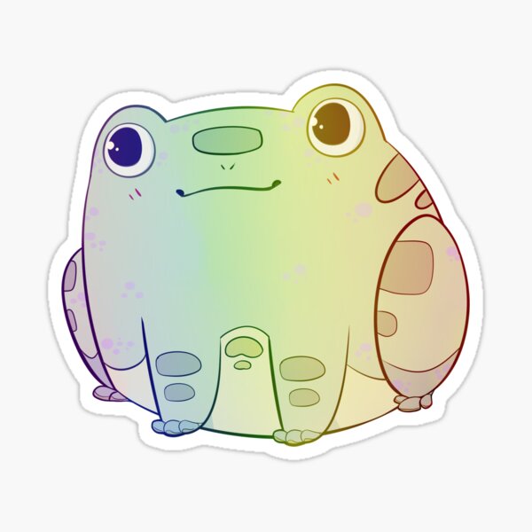 Chibi Frog Sitting - Pastel Rainbow Sticker