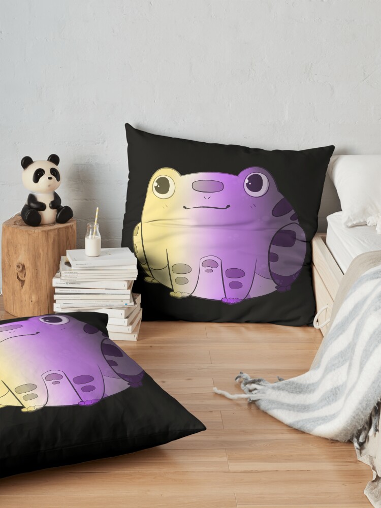 Alternate view of Chibi Frog Sitting - NB Flag Floor Pillow