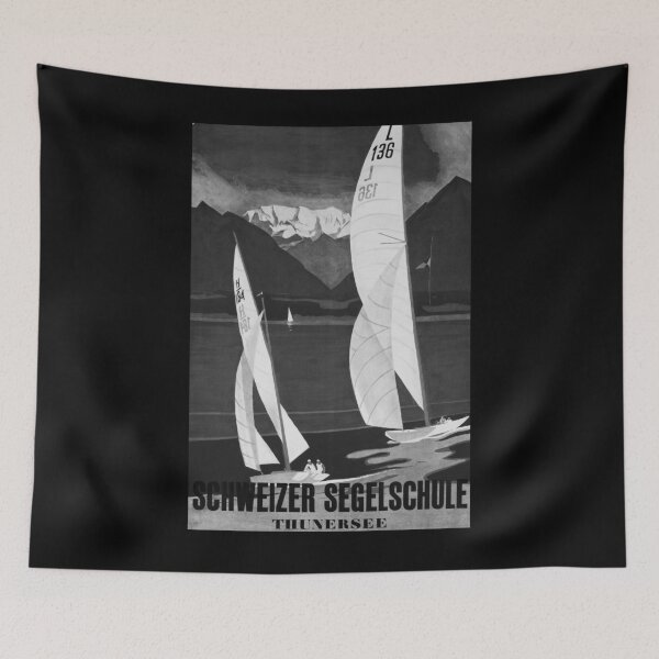Item preview, Schweizer Segelschule Noire vintage travel poster designed and sold by stickart-marek.