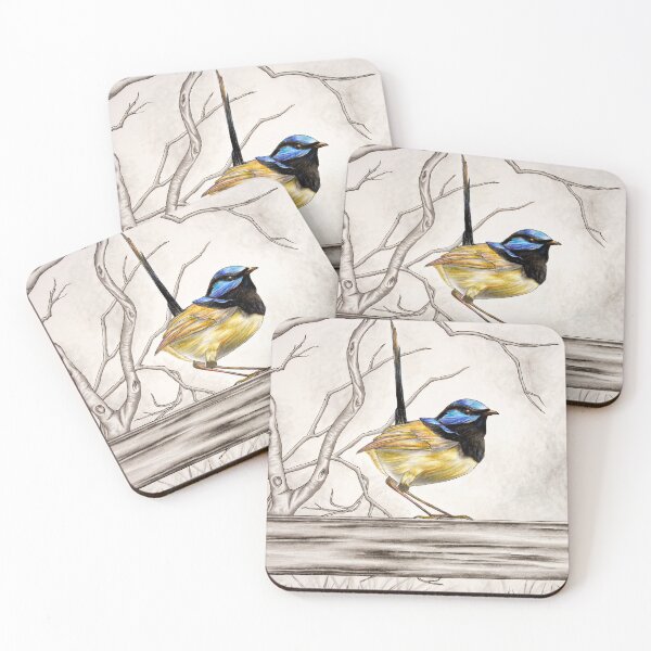 Item preview, Bird Drawing: A Beautiful Blue Wren designed and sold by CreatewithEllie.