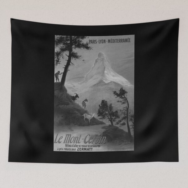 Item preview, Le Mont Cervin Noire vintage travel poster designed and sold by stickart-marek.
