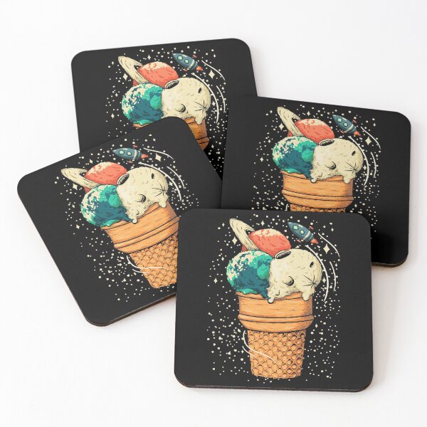 Item preview, Space Ice Cream - Triple Scoop Planet, Great Icecream Vanilla Moon, Pappermint Mint Chocolate Chip Earth, Melon, Cantaloupe, Muskmelon Saturn, 3 scoop, Cute Original Art, Cool, Holiday Summer 2020  designed and sold by Any Color Designs.