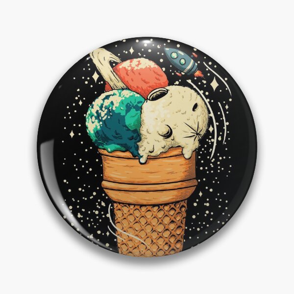 Item preview, Space Ice Cream - Triple Scoop Planet, Great Icecream Vanilla Moon, Pappermint Mint Chocolate Chip Earth, Melon, Cantaloupe, Muskmelon Saturn, 3 scoop, Cute Original Art, Cool, Holiday Summer 2020  designed and sold by Any Color Designs.