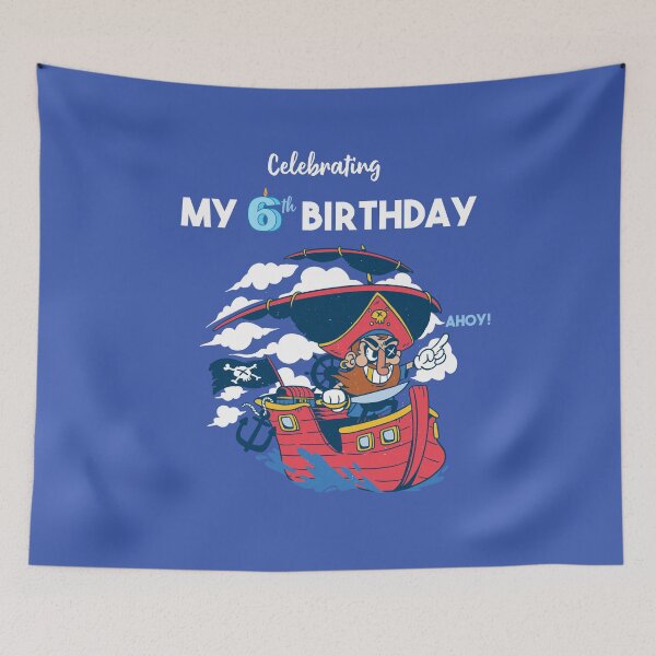 Item preview,  Celebrating My 6th Birthday Pirate Ship Cartoon designed and sold by Diane Gotti.