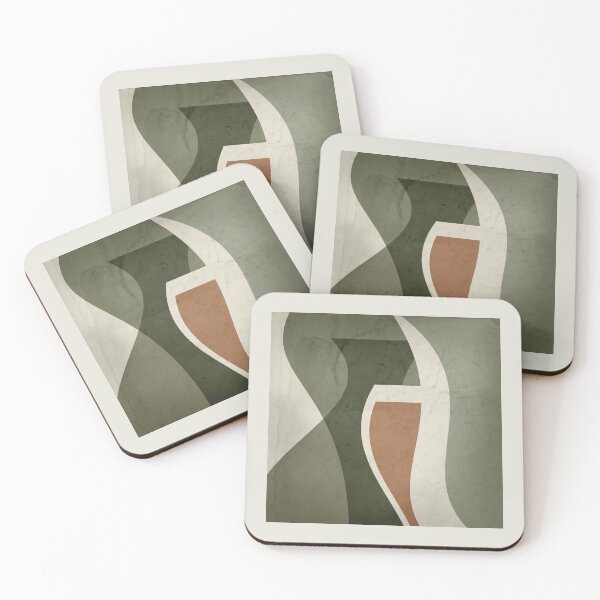 Item preview, Contemporary Abstract Vase Shapes in Sage Green, Cinnamon and Ivory designed and sold by simplydesignart.