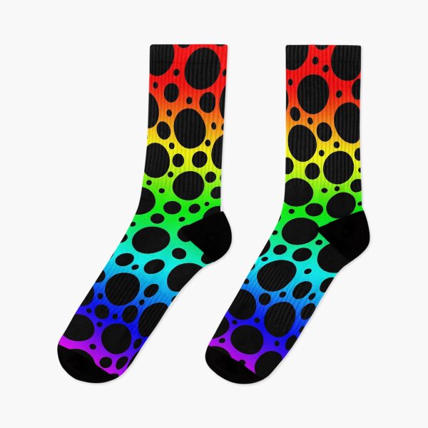 Item preview, Random Polka Dots - Black on Rainbow designed and sold by Whoopsidoodle.